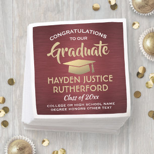 Studenten Gratulerar brushed Burgundy Guld & White Pappersservett