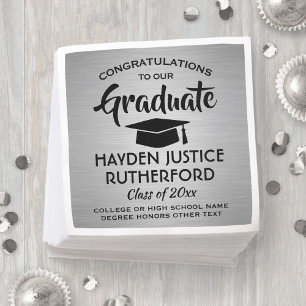 Studenten Gratulerar brustad Stainless Silver Blac Pappersservett