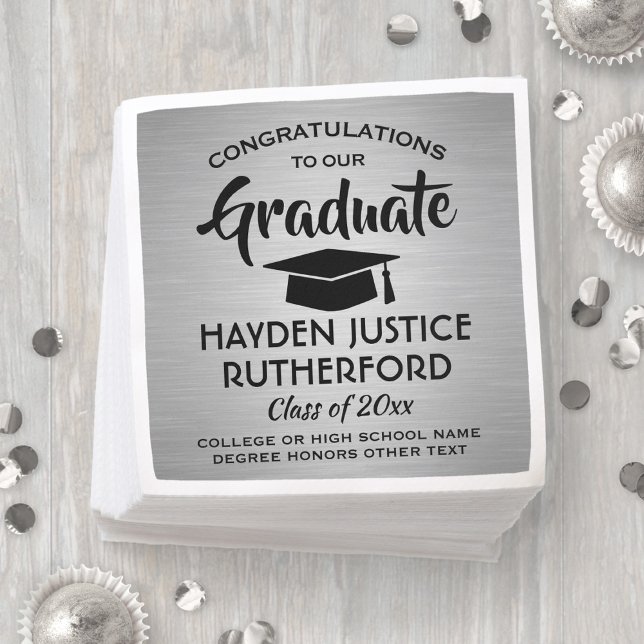 Studenten Gratulerar brustad Stainless Silver Blac Pappersservett (Skapare uppladdad)