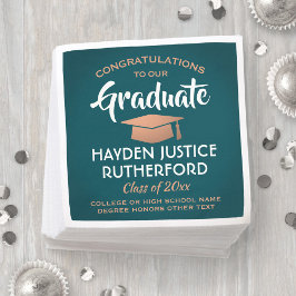 Studenten Gratulerar Elegant Teal och Faux Copper Pappersservett