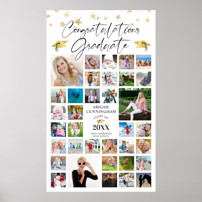 Studenten Gratulerar Grad 35 Photo Collage Poster (Framsidan)