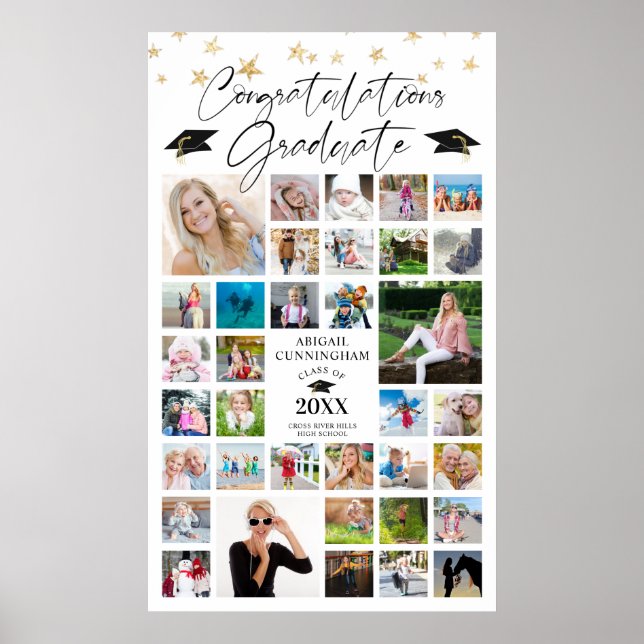 Studenten Gratulerar Grad 35 Photo Collage Script Poster (Framsidan)