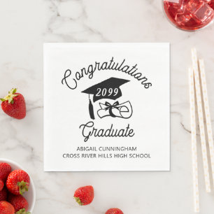 Studenten Gratulerar Grad Cap Diploma Anpassningsb Pappersservett