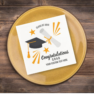 Studenten Gratulerar Grad Cap Diploma Stars Anpass Pappersservett