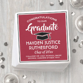 Studenten Gratulerar Modern Red White och Black Pappersservett