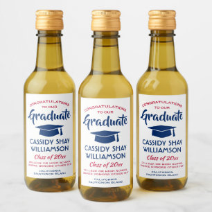 Studenten Gratulerar Modern Red White och Blue Min Vinetikett