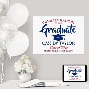 Studenten Gratulerar Modern Red White och Blue Poster