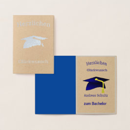 Studenten Gratulerar på tyska - silver Kraft Folierat Kort