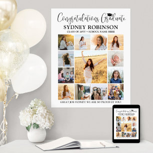 Studenten Gratulerar Photo Collage Modern White Poster