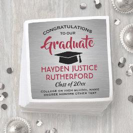 Studenten Gratulerara Brshed Silver Grått Red Blac Pappersservett