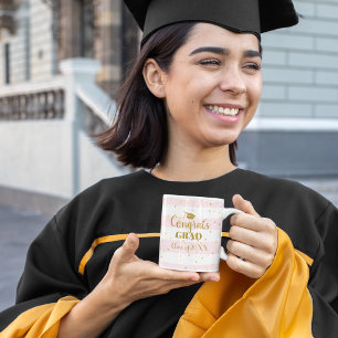 Studenten Gratulerara Grad Guld Glitter Rand Kaffemugg