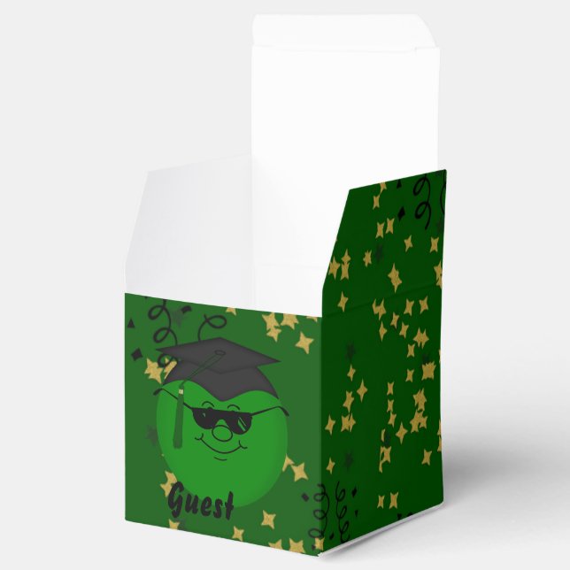 Studenten Grönt-konfetti-Sq-favoritruta Presentaskar (Öppnad)
