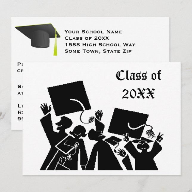 Studenten-gruppklass 20XX Inbjudningar (Fram/baksida)