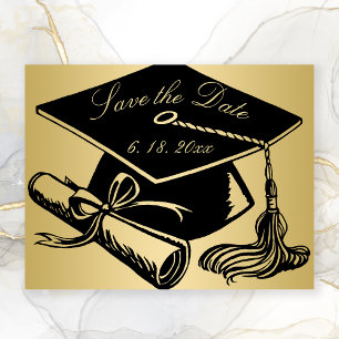 Studenten Guld Black Cap Diploma Spara datum Meddelande
