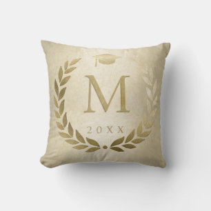 Studenten Guld Laurel-utandningen Monogrammed börj Kudde