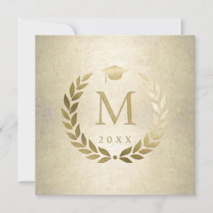 Studenten Guld Laurel Wandegrad Cap Monogramme Inbjudningar