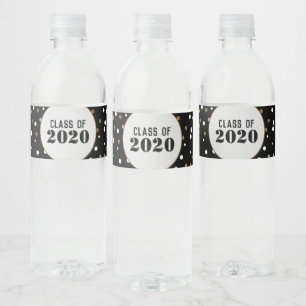 Studenten Guld och svart Anpassningsbar 2020 Vattenflaska Etikett