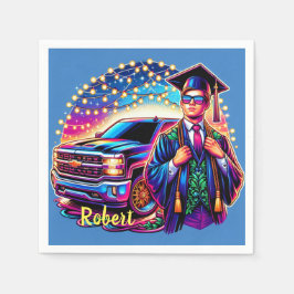 Studenten Guy med Pickupa Lastbil Anpassningsbar Pappersservett