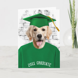 studenten gyllene hämtare i grönt t-shirt kort