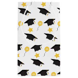 Studenten Hat Balloons Stars Mönster Gult Black