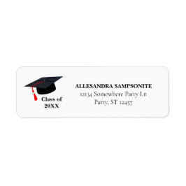 Studenten Hat Red Class of Return Address Label Returadress Etikett