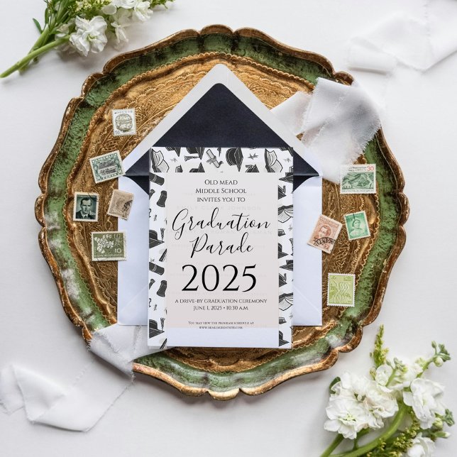 studenten Hats Mönster utanför Studenten Inbjudningar (graduation Hats Pattern Outdoor Graduation Invitation
)