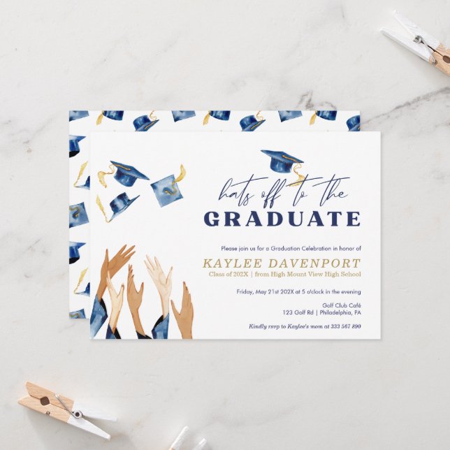 Studenten Hattar med vattenfärgstreck mönster (Fram/Back In Situ)