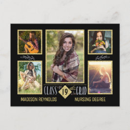 Studenten High School College Grad Photo Collage Meddelande Vykort