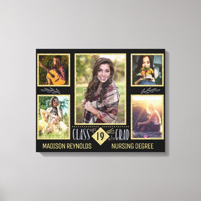 Studenten High School Grad Photo Collage Canvastryck (Framsida)