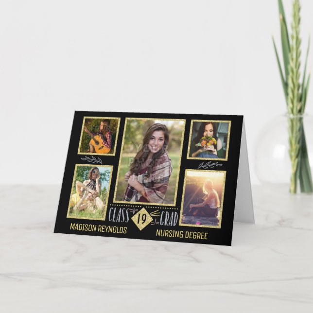 Studenten High School Grad Photo Collage Kort (Framsida)