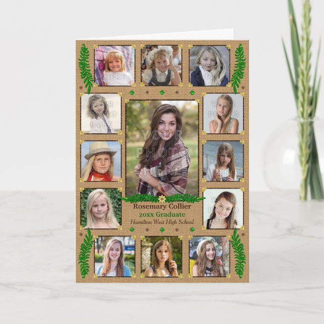 Studenten High School Photo Collage | Burlap Fern Kort (Framsida)