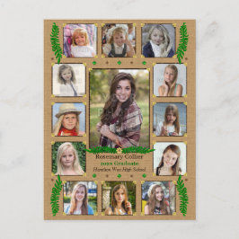 Studenten High School Photo Collage | Burlap Fern Meddelande Vykort