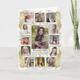 Studenten High School Photo Collage | Guld Marble Kort