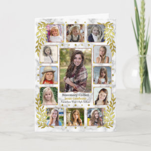 Studenten High School Photo Collage Guld Marble Kort