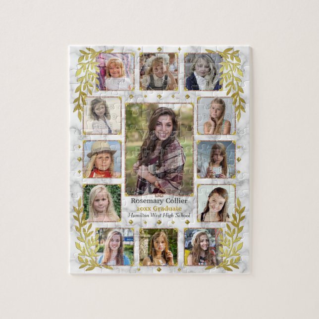Studenten High School Photo Collage | Marble Guld Pussel (Vertikal)
