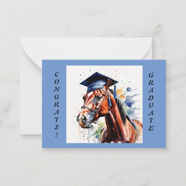 Studenten Horse Illustration Notecard Anteckningskort (Framsida)