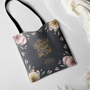 Studenten inspirationsoffert Black & Guld Blommigt Tygkasse
