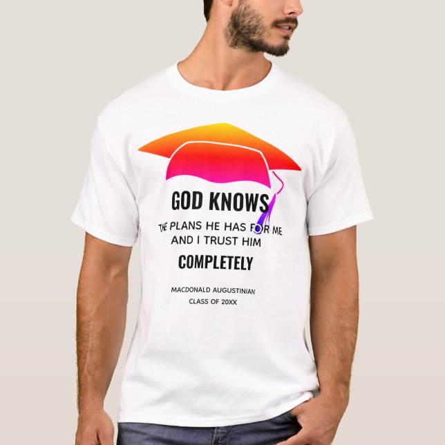STUDENTEN Jer 29:11 GOD VET PLANS-Anpassningsbarna T Shirt (Framsida)