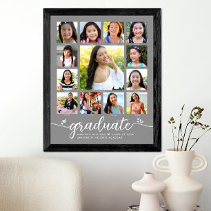 Studenten K-12 Modern Script Photo Collage Grått Poster