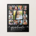 Studenten K-12 Modern skript Photo Collage Black Pussel<br><div class="desc">Var stolt, gladd och visa den här milstolpen av din favoritgrad. Skapa det här gigantiska, bedövande, enkla, moderna, personlig high school studenten K - 12 fotosamlingpussel för att du alltid ska uppskatta det. En roligt, lekfull bild av handstil med vita skript och söta, lekfulla hjärtan, tillsammans med hennes namn, klassår...</div>