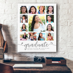 Studenten K-12 Modern skript Photo Collage White Canvastryck