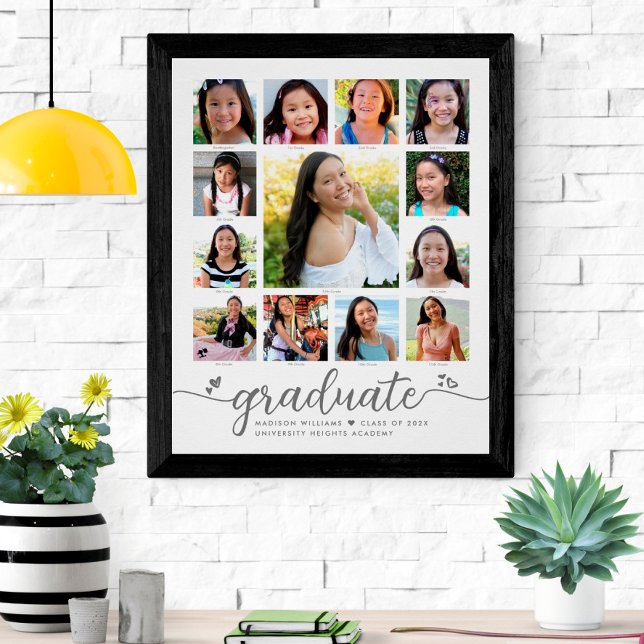 Studenten K-12 Modern skript Photo Collage White Poster (Skapare uppladdad)