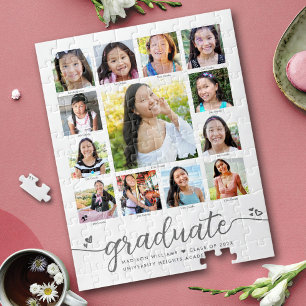 Studenten K-12 Modern skript Photo Collage White Pussel