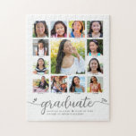 Studenten K-12 Modern skript Photo Collage White Pussel<br><div class="desc">Var stolt, gladd och visa den här milstolpen av din favoritgrad. Skapa det här gigantiska, bedövande, enkla, moderna, personlig high school studenten K - 12 fotosamlingpussel för att du alltid ska uppskatta det. En roligt, lekfull bild av mjuk grått-manusskrift och söta, lekande hjärtan, tillsammans med hennes namn, klassår och skola...</div>