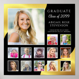 Studenten K-12 Photo Collage Black Faux Gold Foil Poster