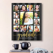 Studenten K-12 Photo Collage Black Guld skript