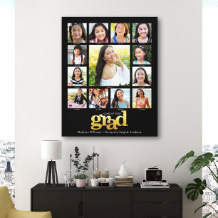Studenten K-12 Photo Collage Modern Black Guld Canvastryck