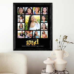 Studenten K-12 Photo Collage Modern Black Guld Poster