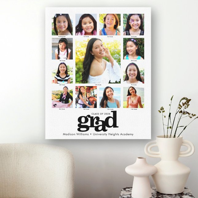 Studenten K-12 Photo Collage Modern Black White Canvastryck (Skapare uppladdad)
