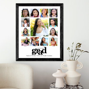Studenten K-12 Photo Collage Modern Black White Poster